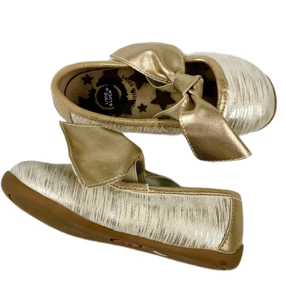 Livie & Luca Infant Gold Sateen Ballet Flats Size 6